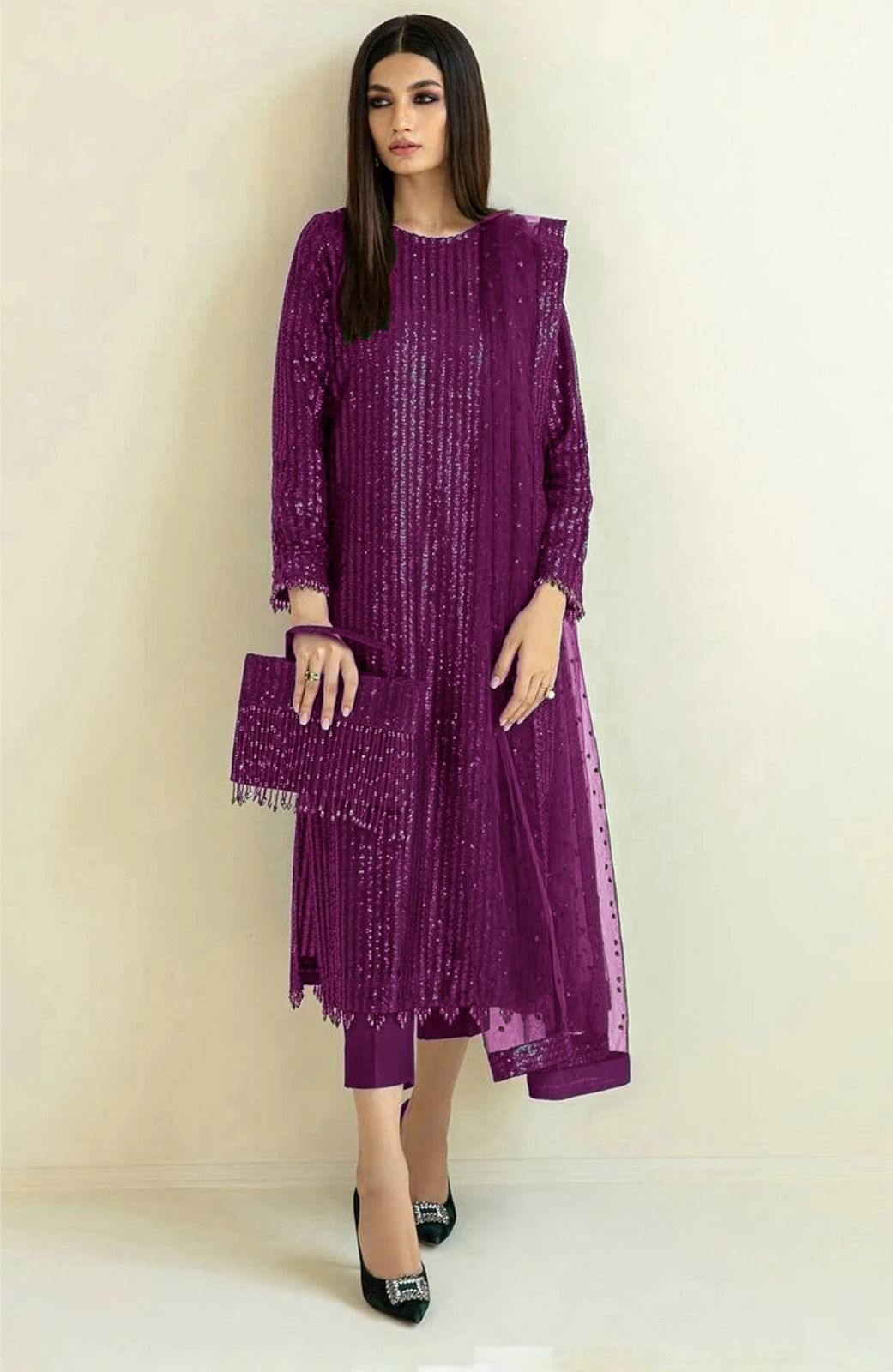 HEAVY SEQUINS EMBROIDERY DRESS