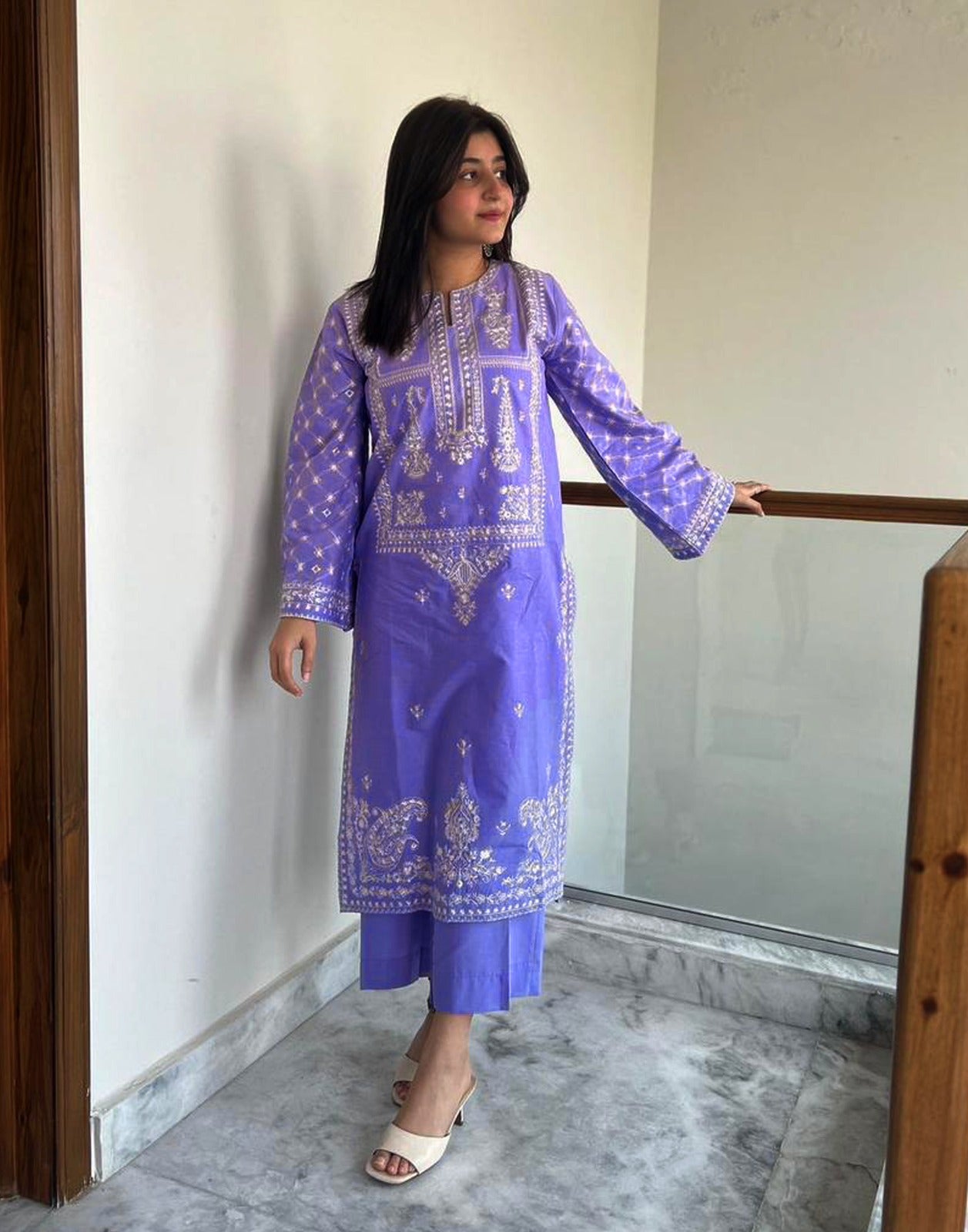 2PC EMBROIDERED DHANAK
