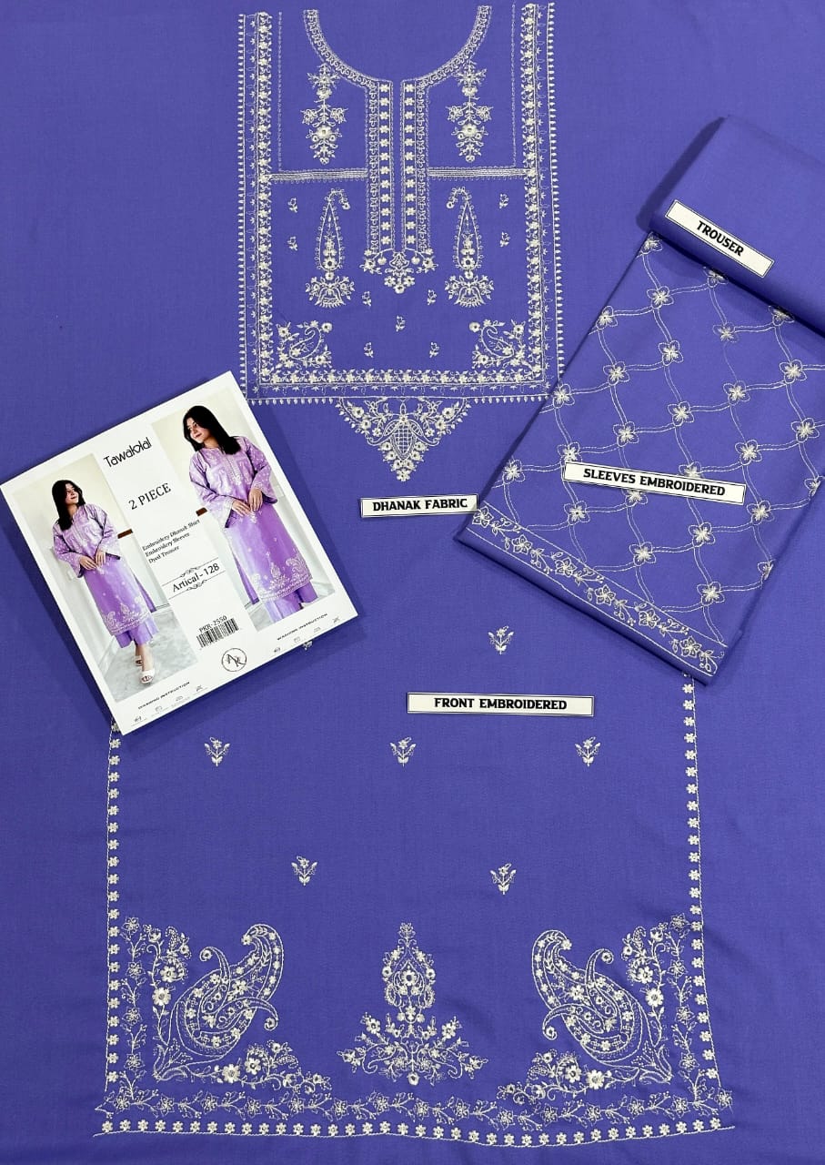 2PC EMBROIDERED DHANAK