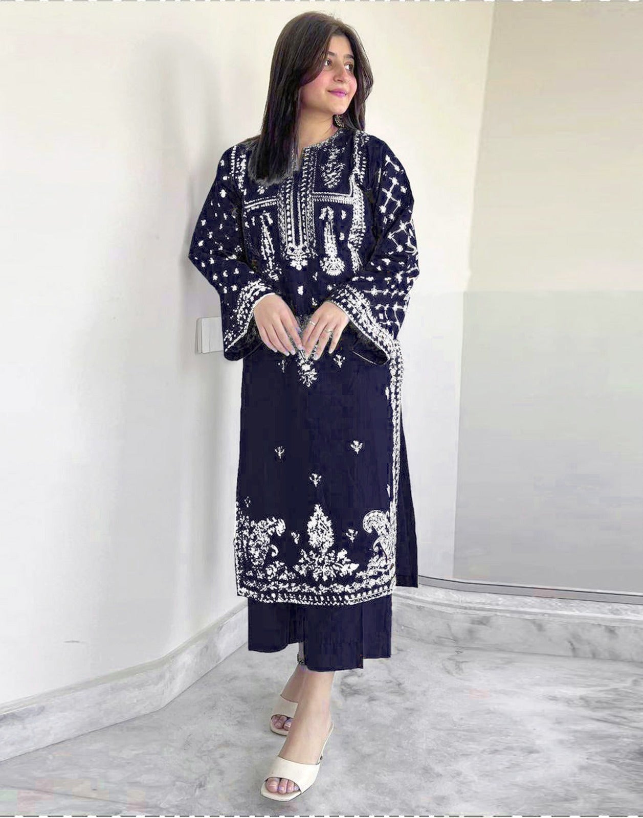 2PC EMBROIDERED DHANAK