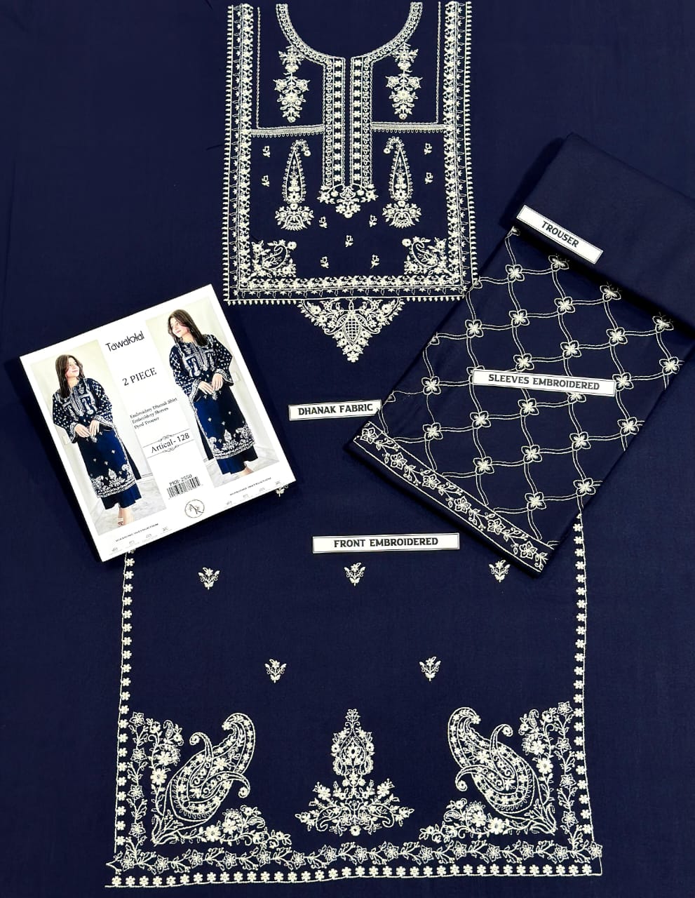 2PC EMBROIDERED DHANAK