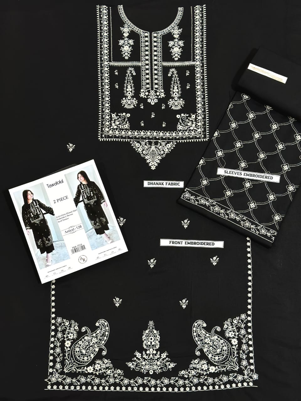 2PC EMBROIDERED DHANAK