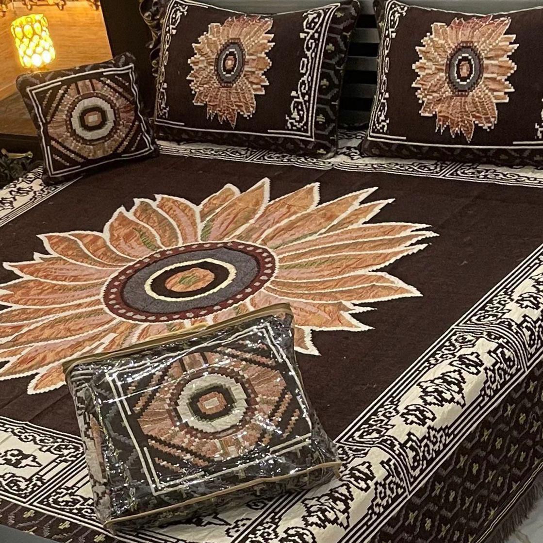 B, 4Pc Velvet Jaquard Bedsheet