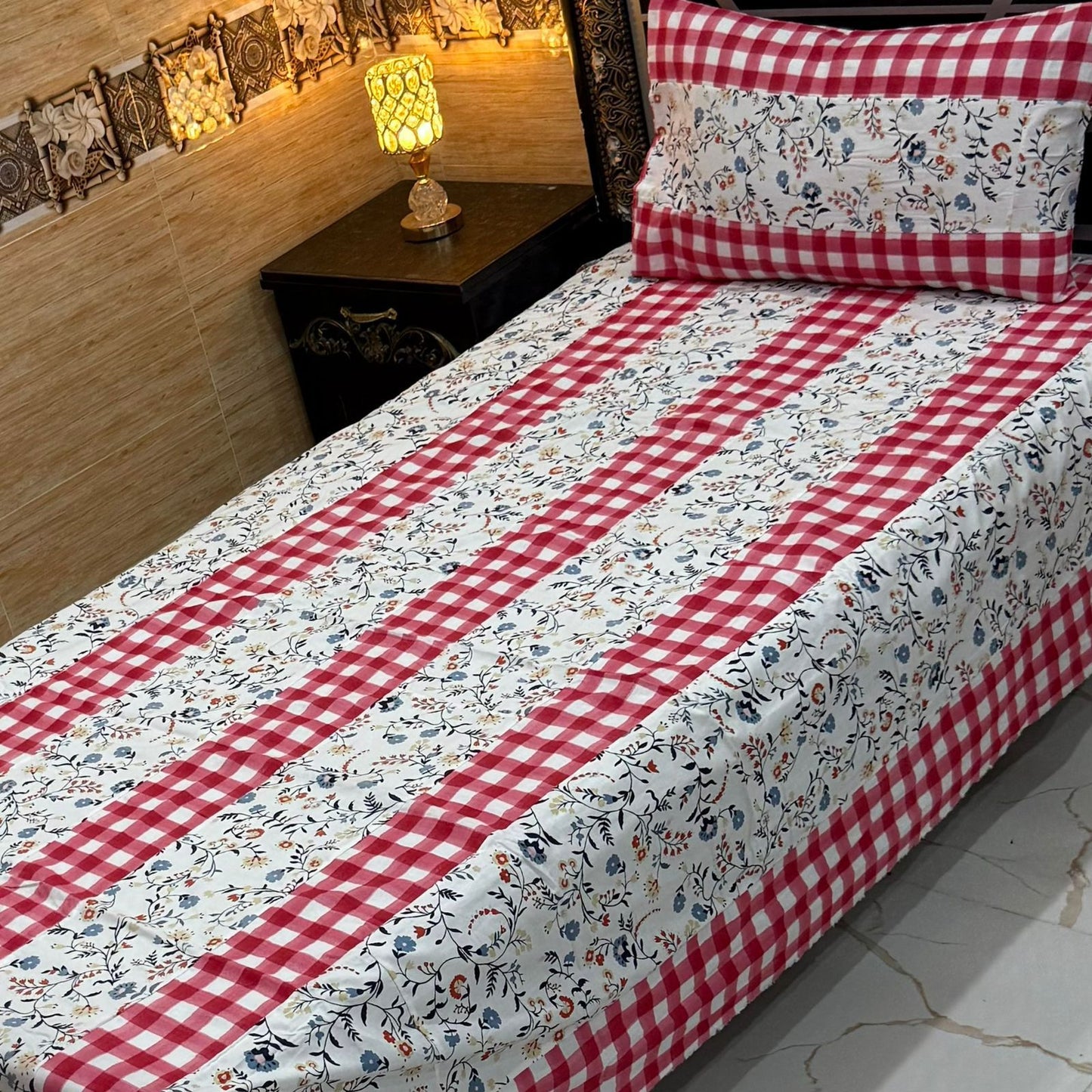 B Single Patch Work Bedsheet
