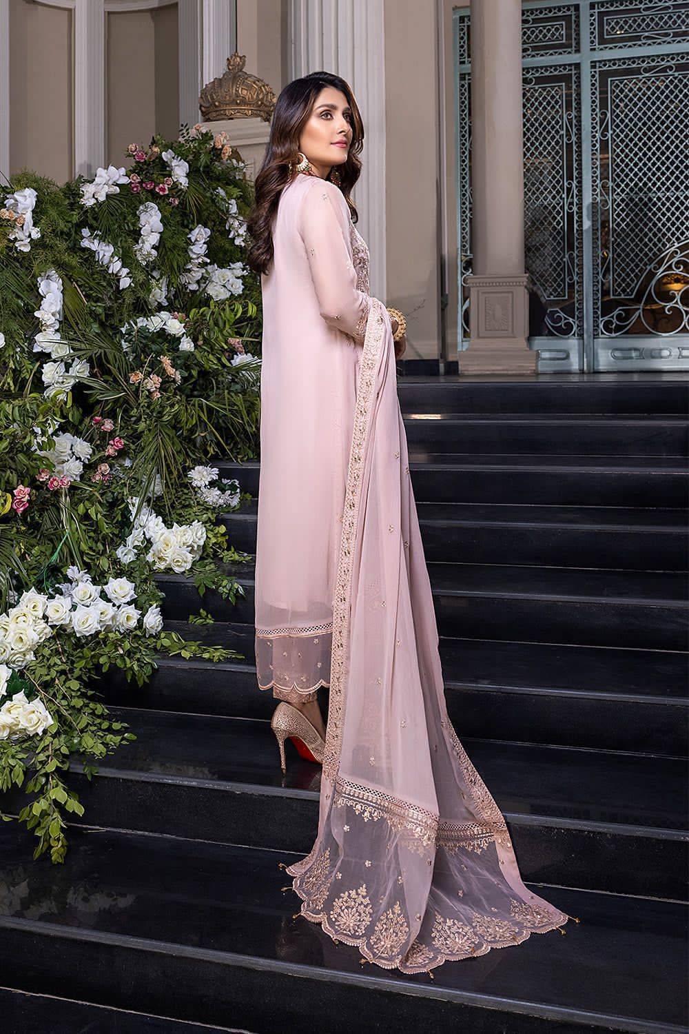 AZURE chiffon embroidered