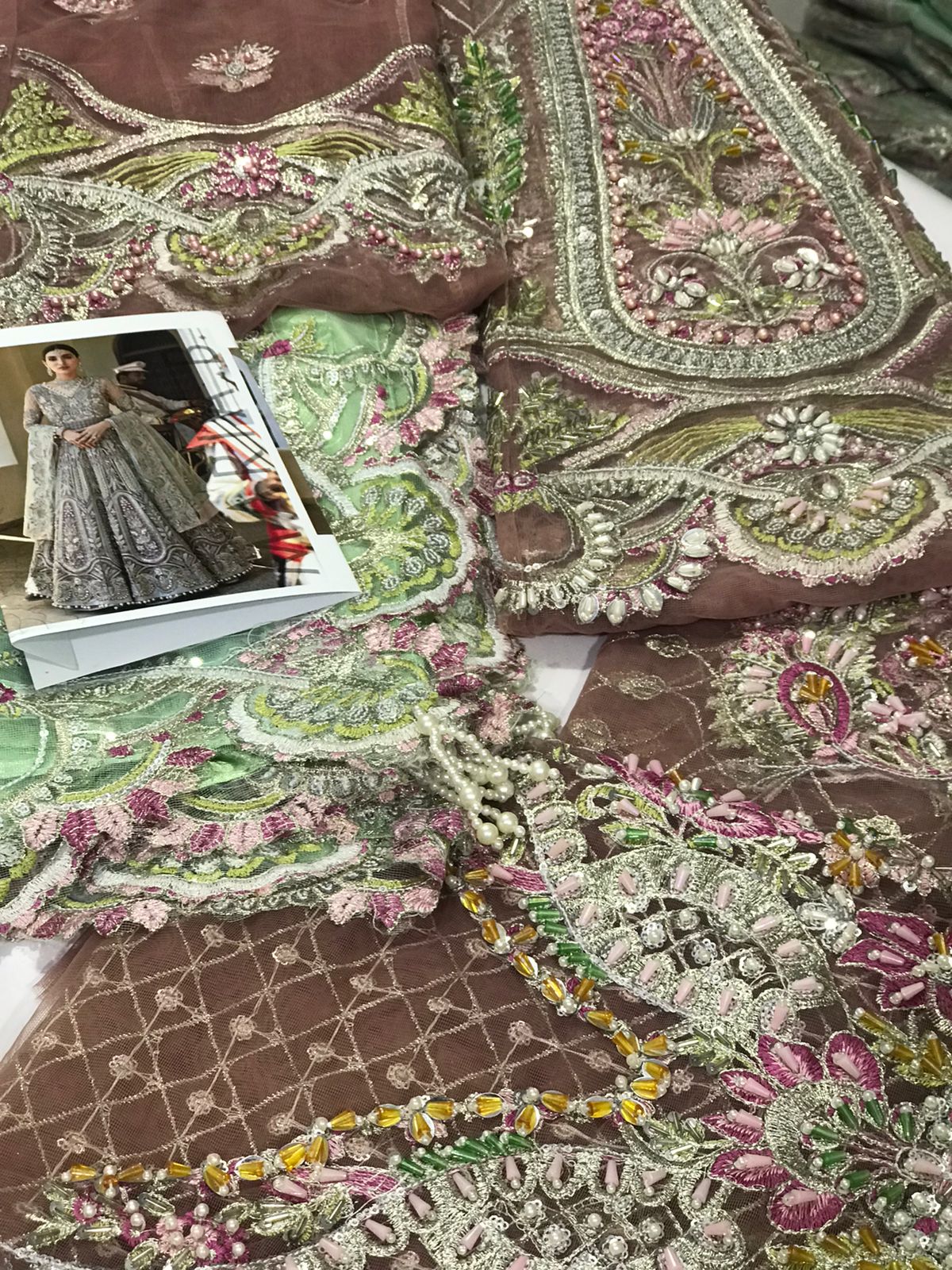 HANDWORK NET EMBROIDERED MAXI