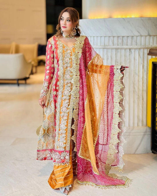 CRIMSON : CHIFFON lehenga