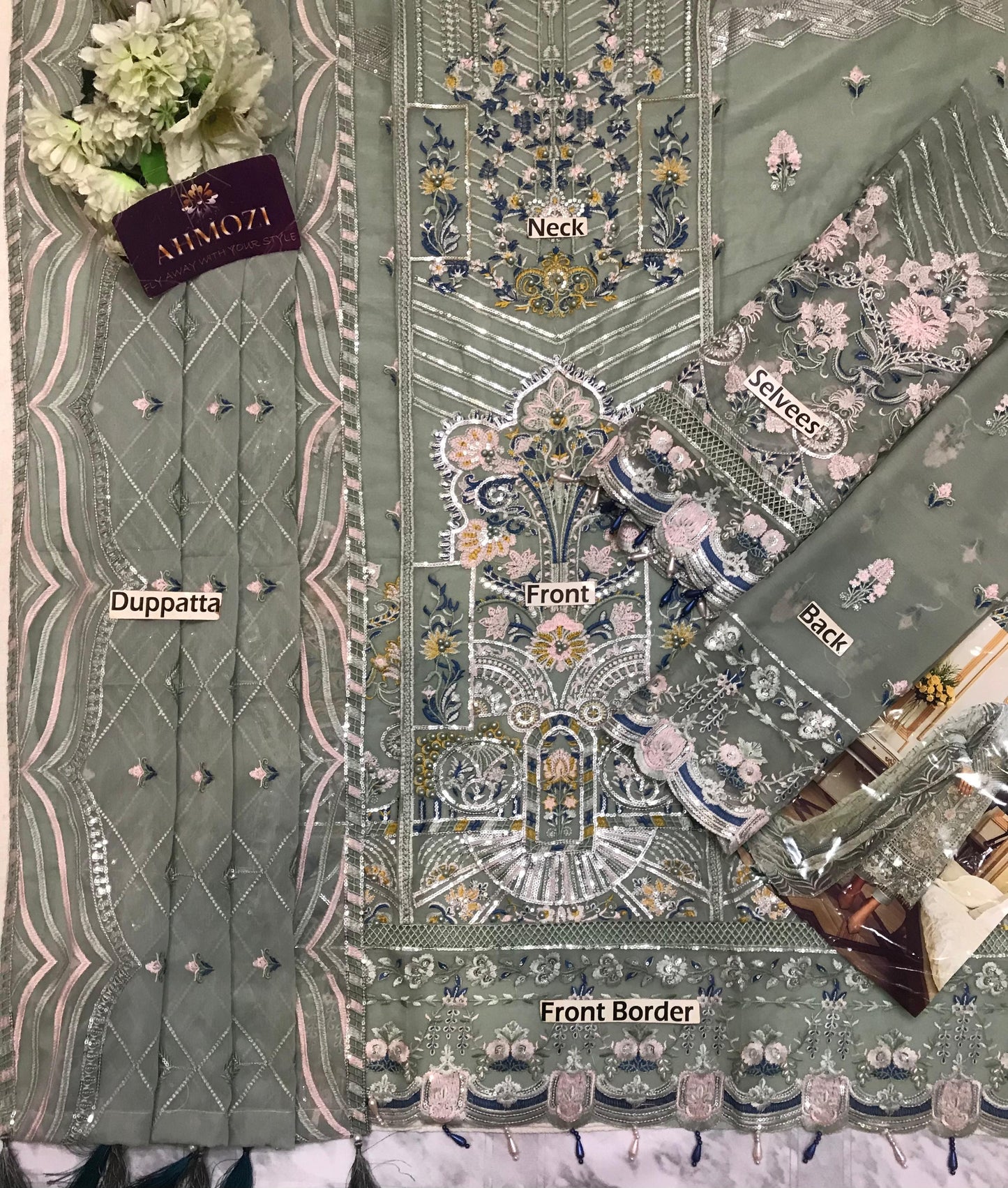 Adan Libas  Chiffon Embroidered Unstitched