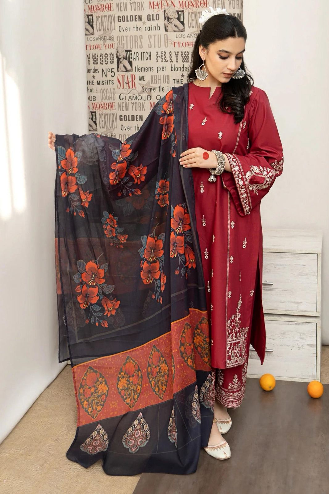3pc URGE π¨ DHANAK 3PC Embroidered
