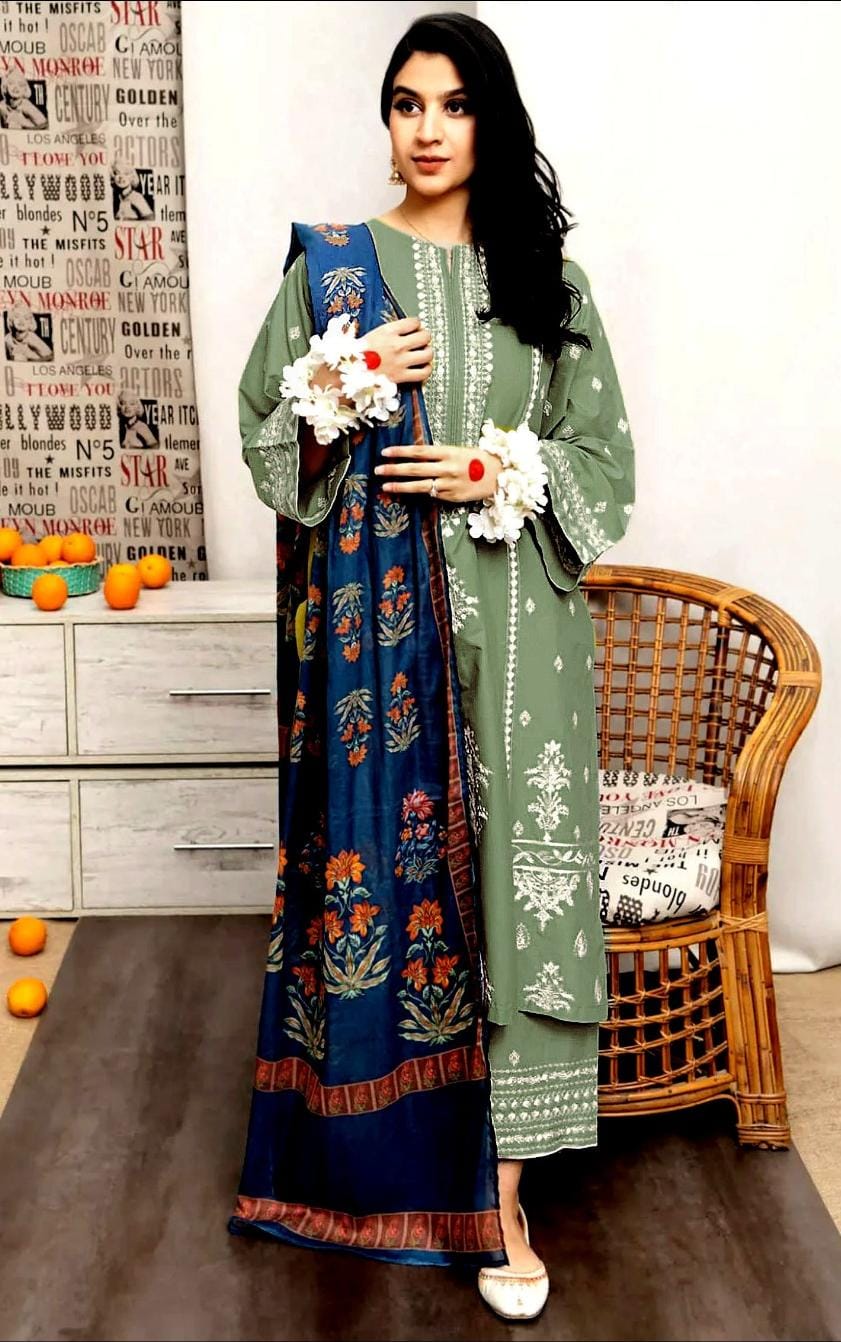 3pc URGE π¨ DHANAK 3PC Embroidered