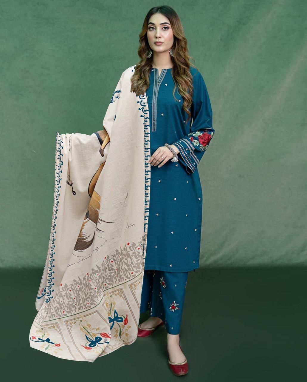 3pc URGE π¨ DHANAK 3PC Embroidered