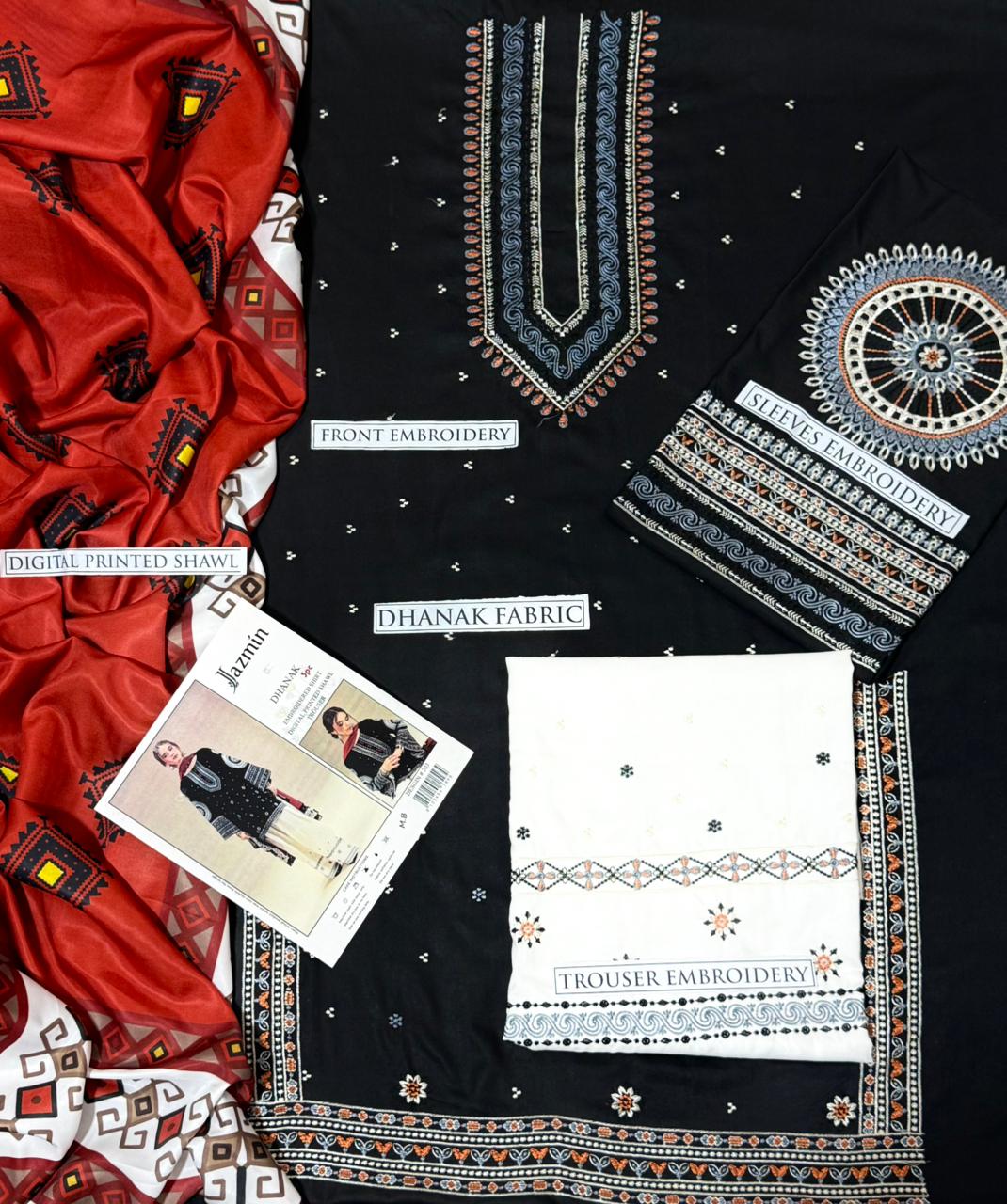 JAZMIN π¨ CATEGORY : DHANAK 3PC EMBROIDERED