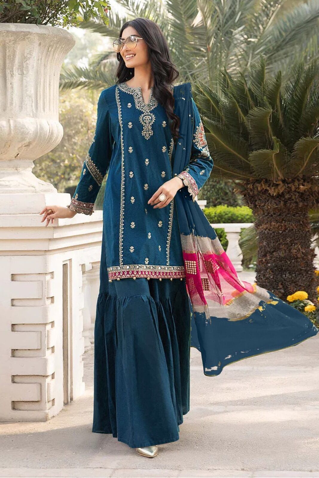 3pc  MARIA B ๐จ CATEGORY : DHANAK 3PC EMBROIDERED