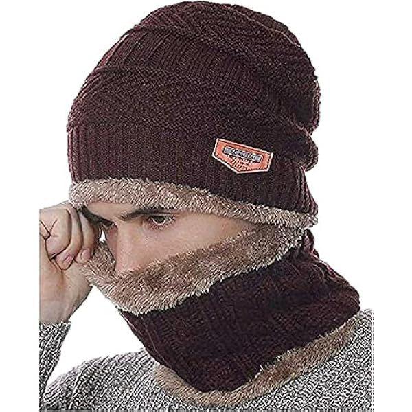 man  Beanie Wool Cap With Neck Warmer. Full Set-2 Pieces.