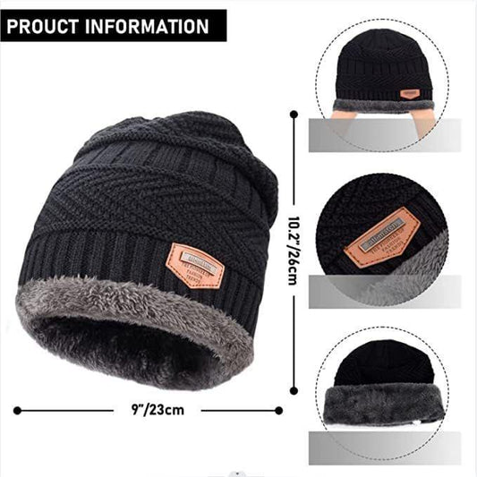 man  Beanie Wool Cap With Neck Warmer. Full Set-2 Pieces.