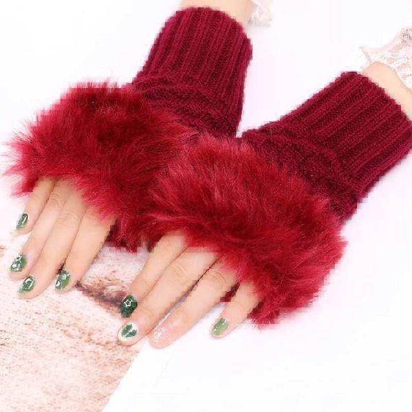Winter Faux Rabbit Fur Gloves For Women