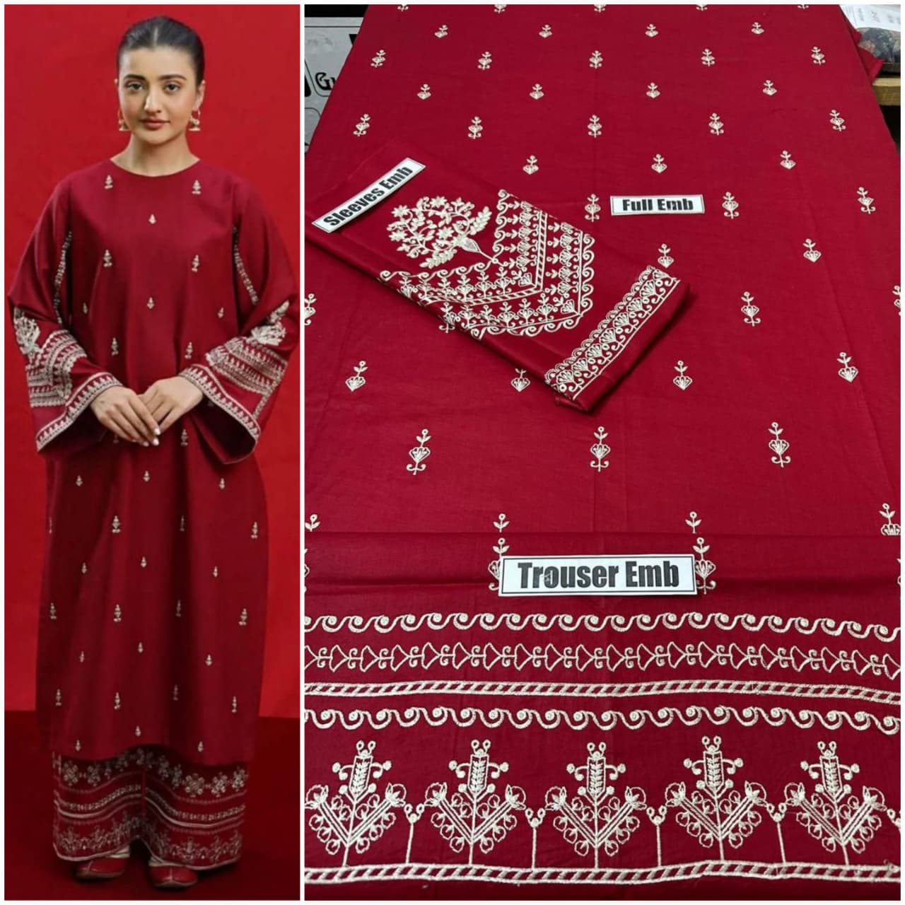 2pc Dhanak Embroidered 2pc✨