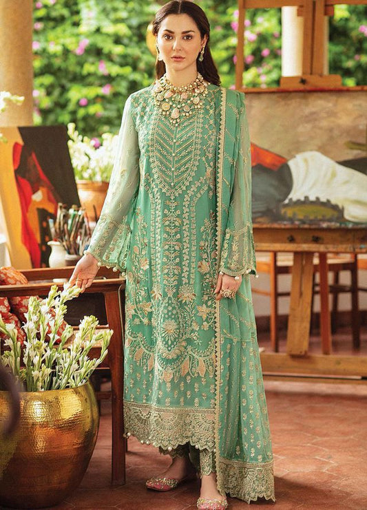 AFROZEH organza embroidered hand work embellished