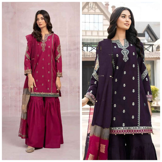 3pc  MARIA B π¨ CATEGORY : DHANAK 3PC EMBROIDERED