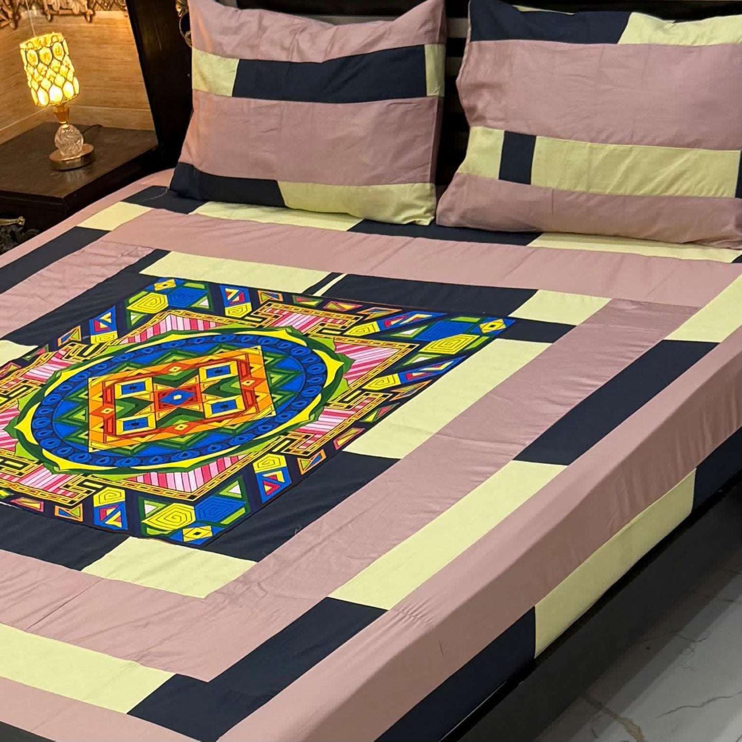 B  .Digital gold panel bedsheet🛌🛌🛌