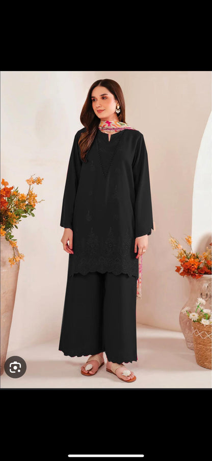 3PC EMBROIDERED DHANAK