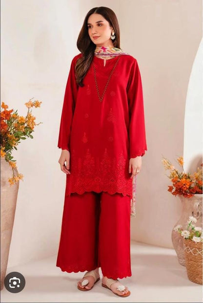 3PC EMBROIDERED DHANAK