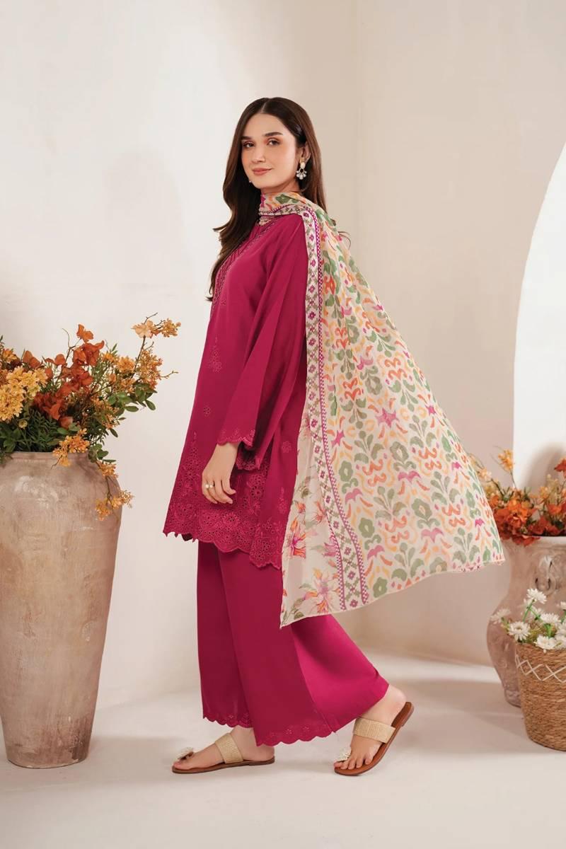 3PC EMBROIDERED DHANAK