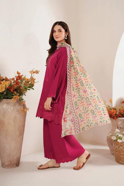 3PC EMBROIDERED DHANAK
