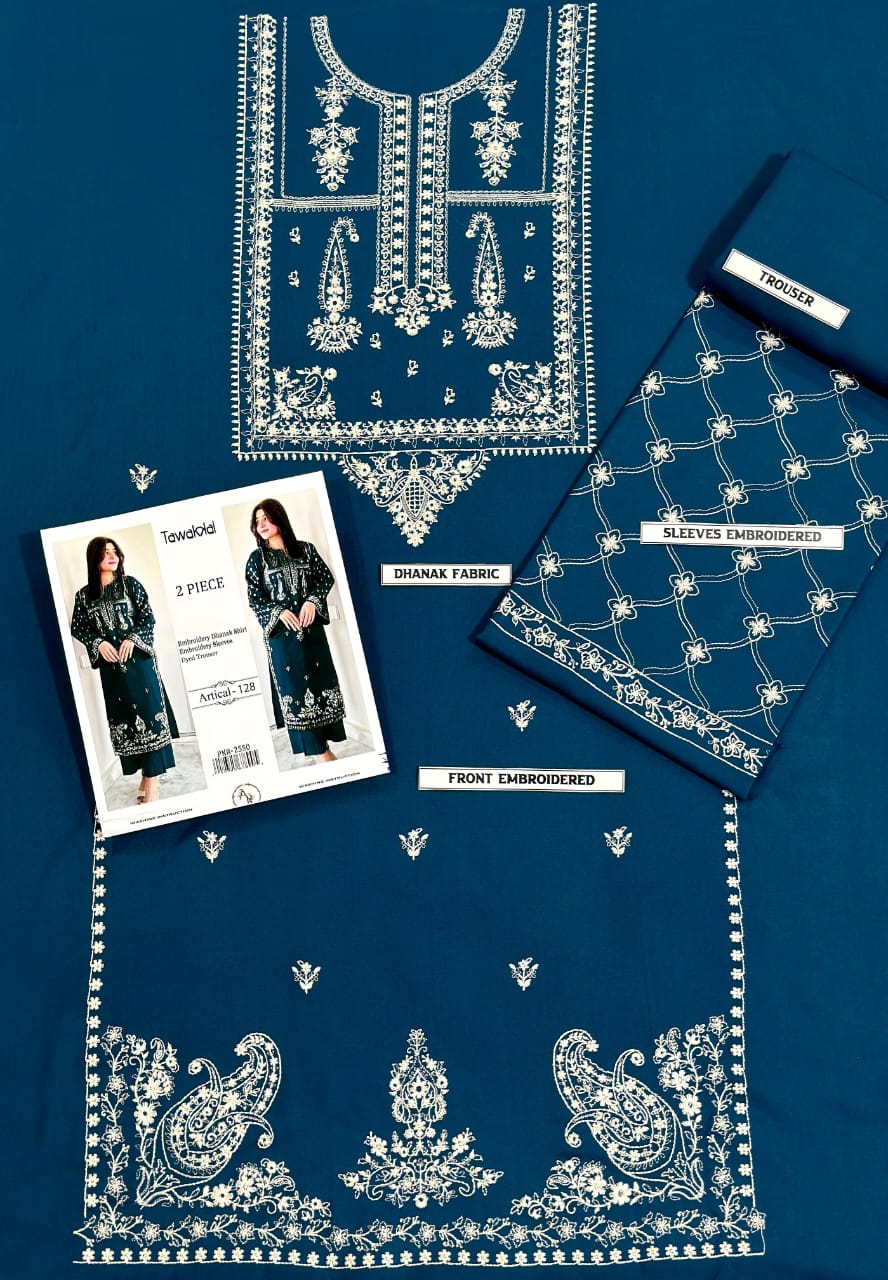 2PC EMBROIDERED DHANAK