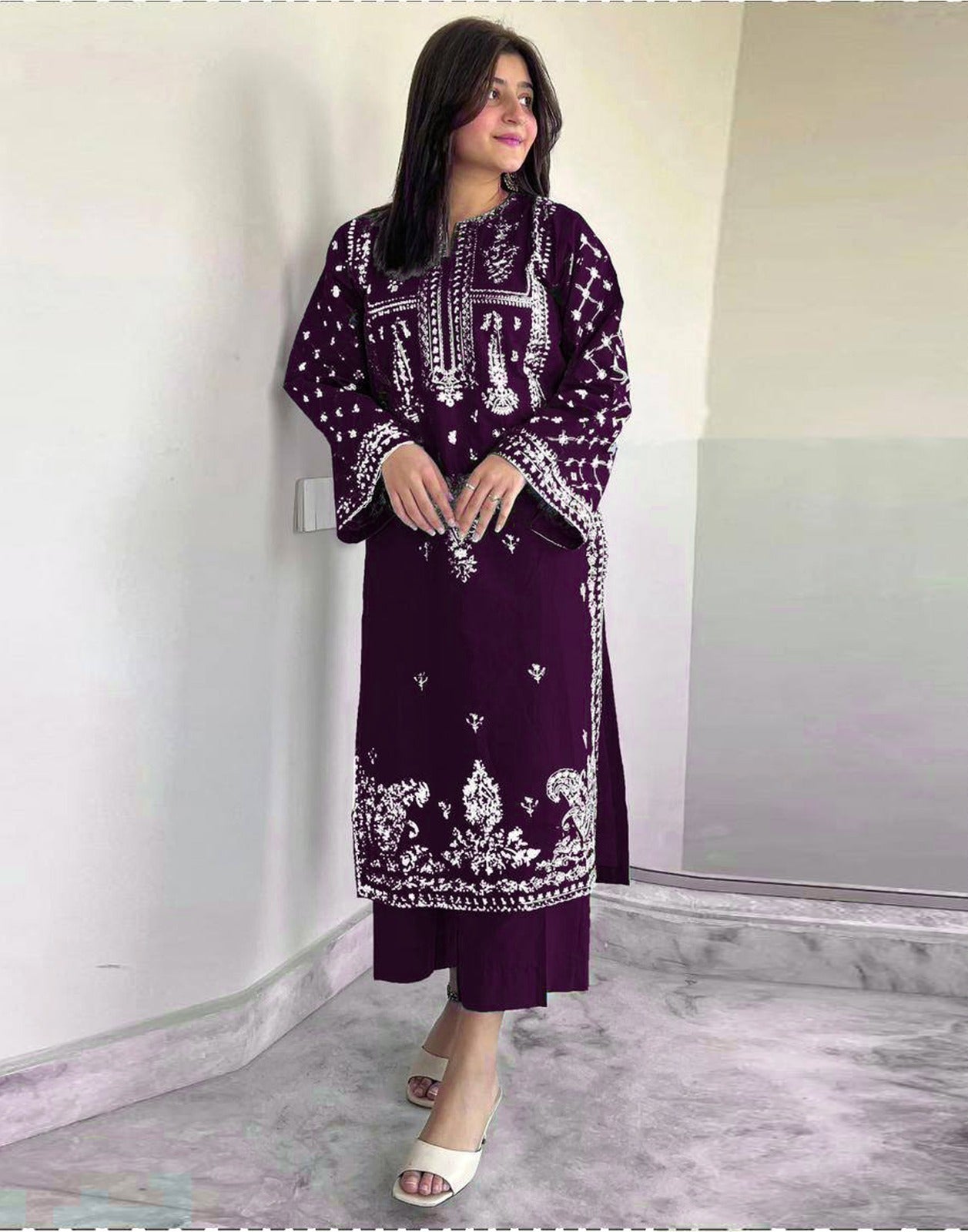 2PC EMBROIDERED DHANAK