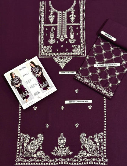 2PC EMBROIDERED DHANAK