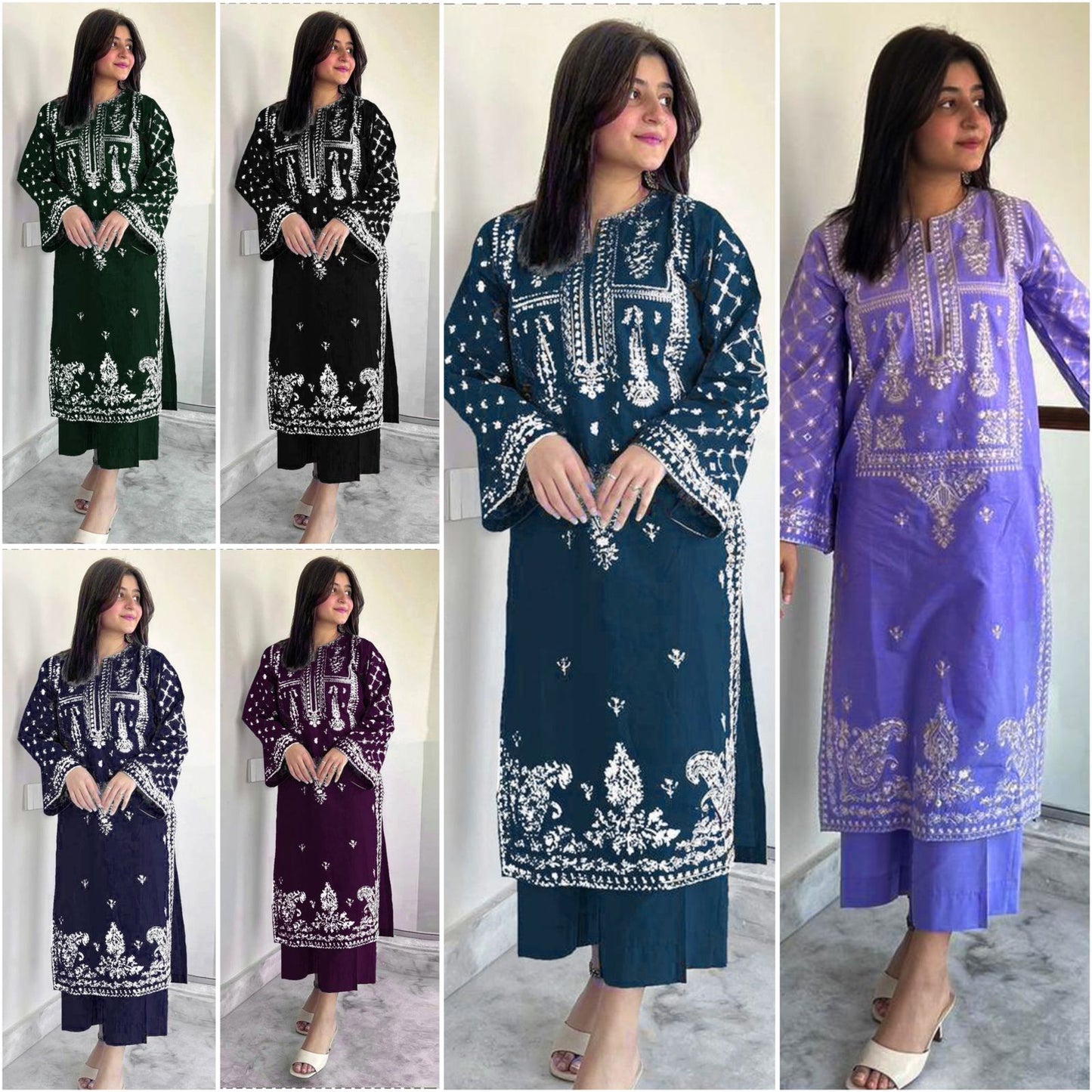 2PC EMBROIDERED DHANAK