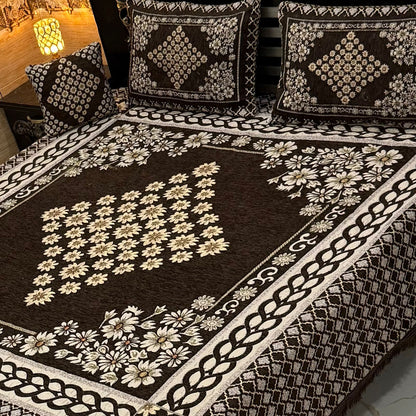 B, 4Pc Velvet Jaquard Bedsheet