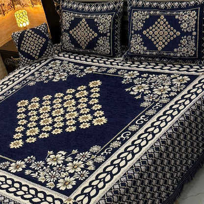 B, 4Pc Velvet Jaquard Bedsheet