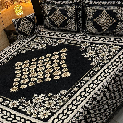B, 4Pc Velvet Jaquard Bedsheet