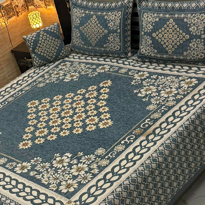 B, 4Pc Velvet Jaquard Bedsheet