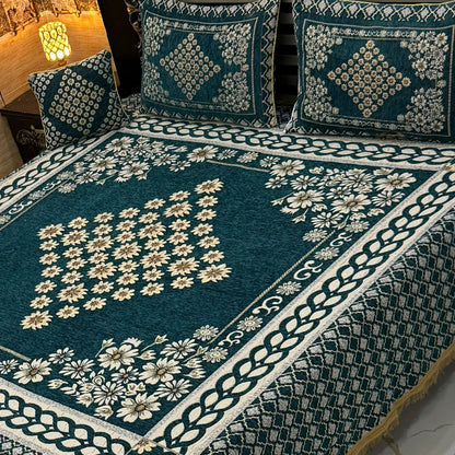 B, 4Pc Velvet Jaquard Bedsheet