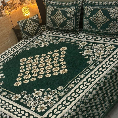 B, 4Pc Velvet Jaquard Bedsheet