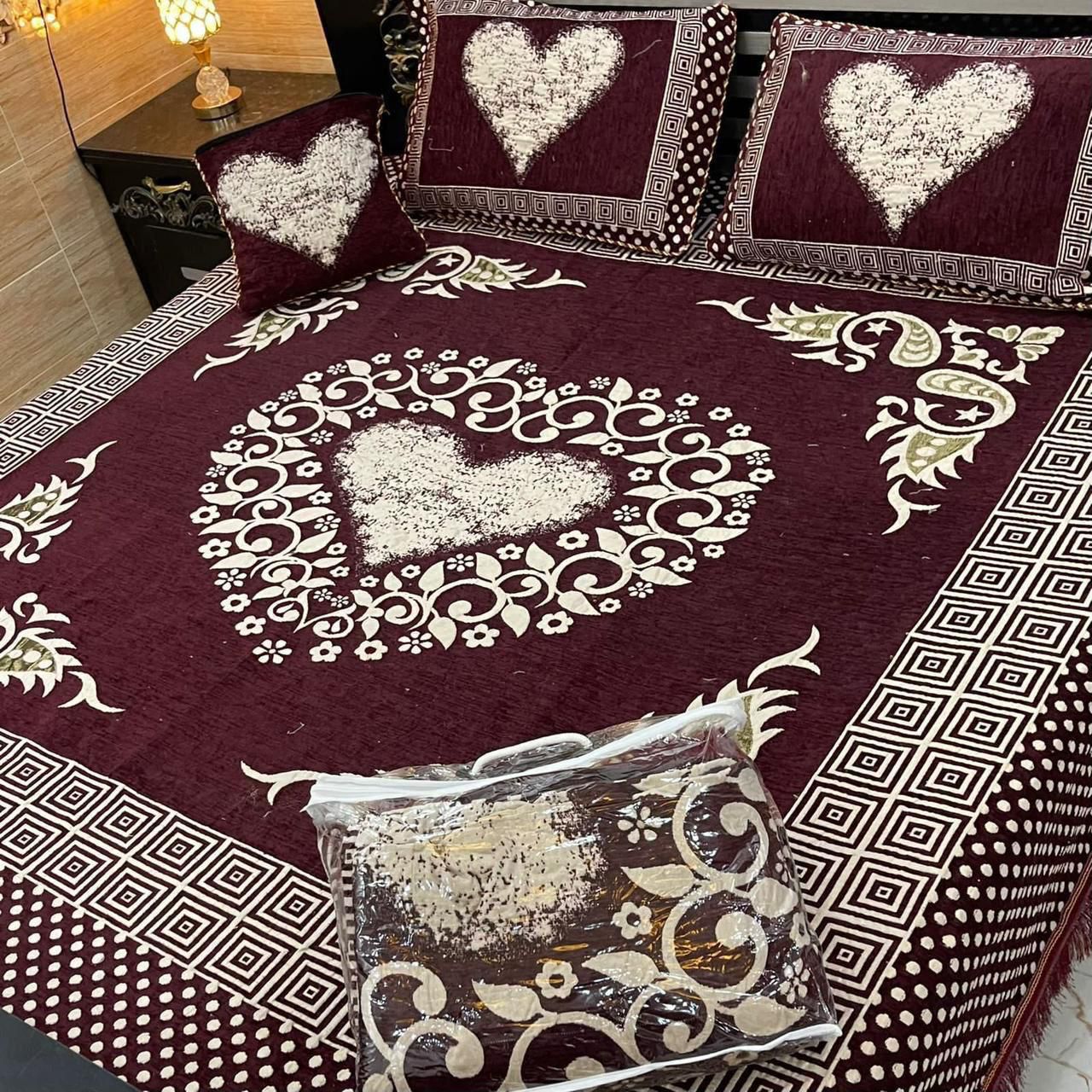 B, 4Pc Velvet Jaquard Bedsheet