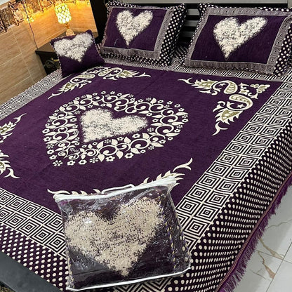 B, 4Pc Velvet Jaquard Bedsheet