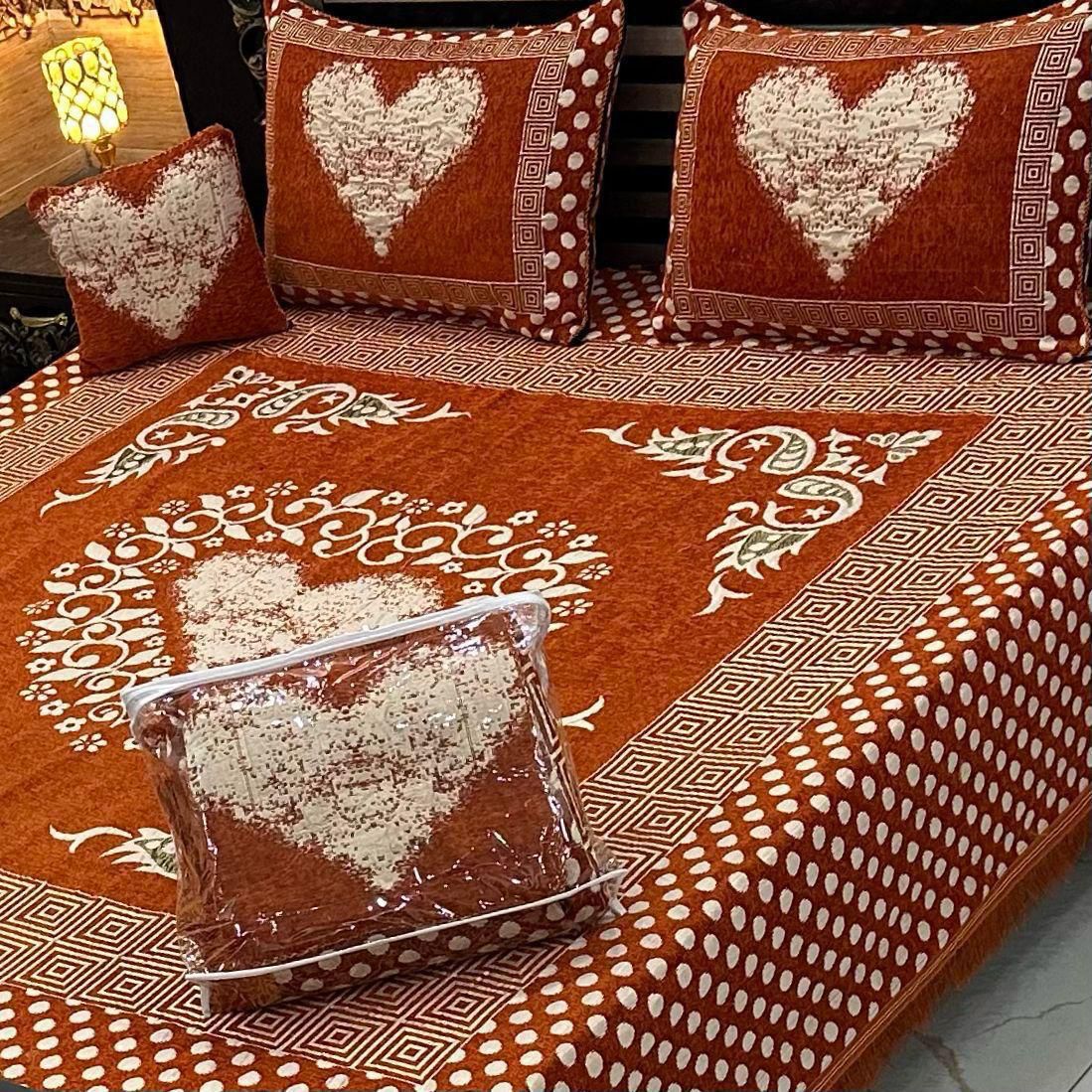 B, 4Pc Velvet Jaquard Bedsheet