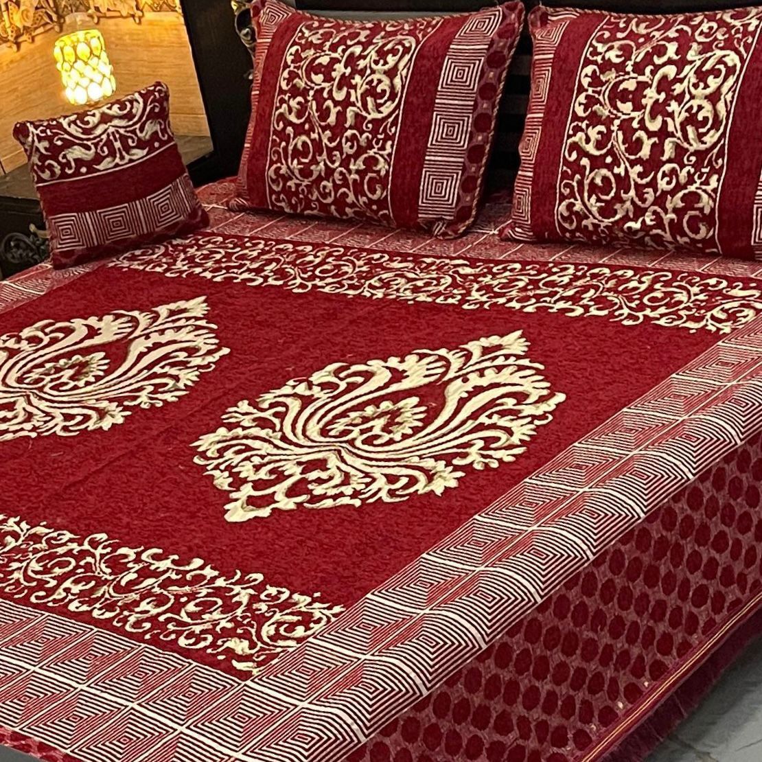 B, 4Pc Velvet Jaquard Bedsheet