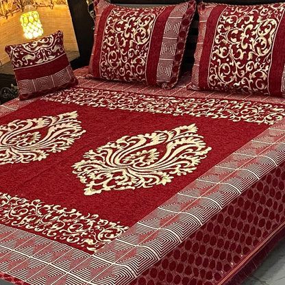 B, 4Pc Velvet Jaquard Bedsheet