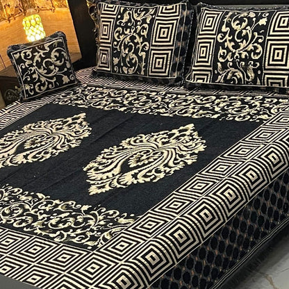 B, 4Pc Velvet Jaquard Bedsheet