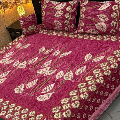 B, 4Pc Velvet Jaquard Bedsheet