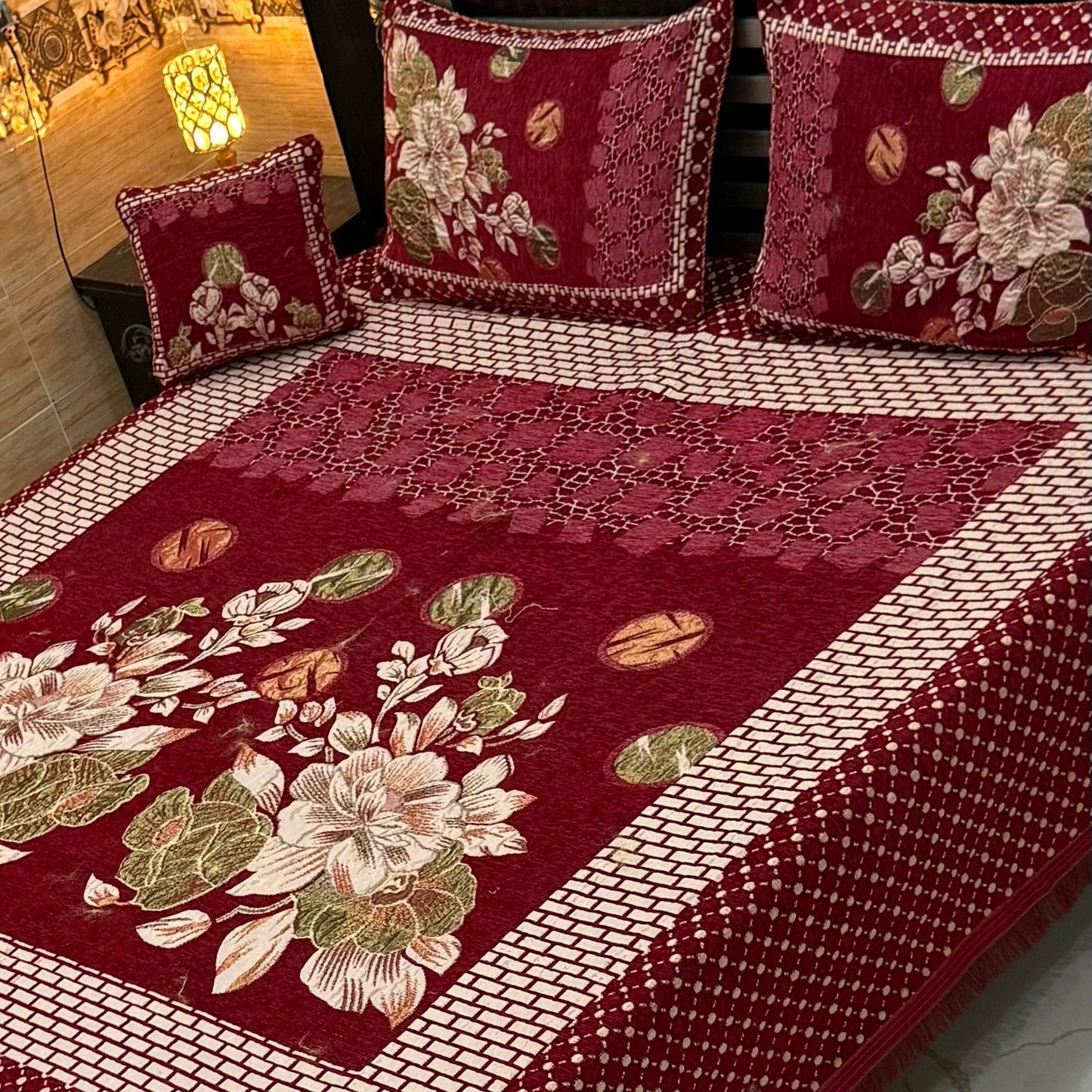 B, 4Pc Velvet Jaquard Bedsheet