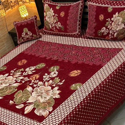 B, 4Pc Velvet Jaquard Bedsheet