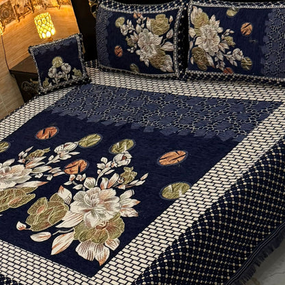 B, 4Pc Velvet Jaquard Bedsheet