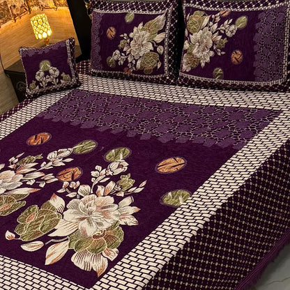 B, 4Pc Velvet Jaquard Bedsheet