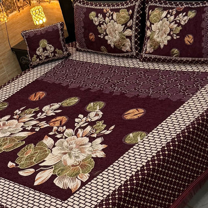 B, 4Pc Velvet Jaquard Bedsheet